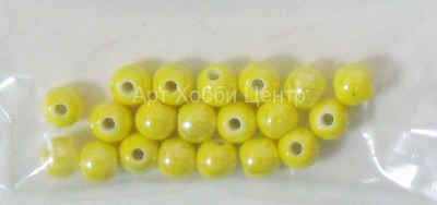 Бусины фарфоровые жемчужные желтые 8мм 20шт Monisto