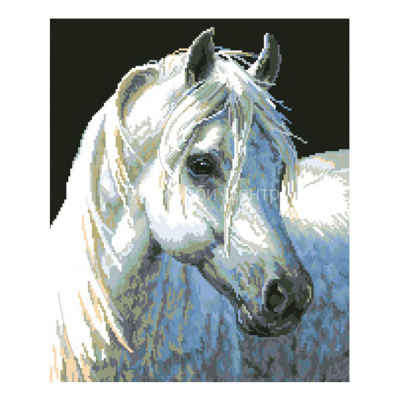 Картина стразами на подрамнике Белый конь 40х50см Белоснежка