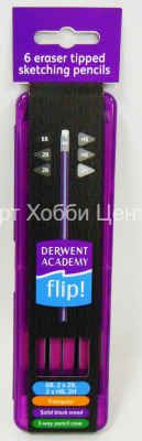 Набор карандашей графитных 6шт с ластиком в пенале-подставке DERWENT