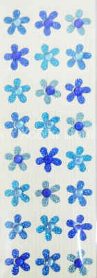 Набор стикеров со стразами Цветы синие