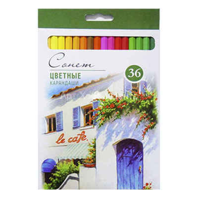 Набор карандашей цветных профессиональных 36 цветов Сонет