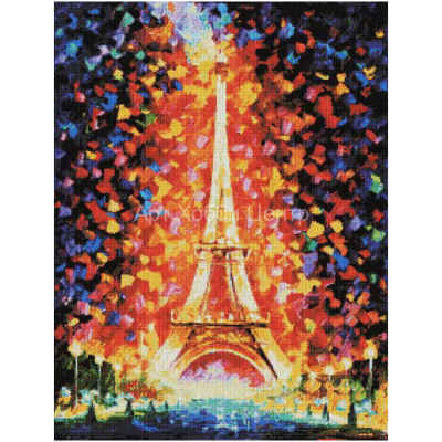 Живопись на картоне по номерам Париж-огни Эйфелевой башни 29,5х39,5см Белоснежка
