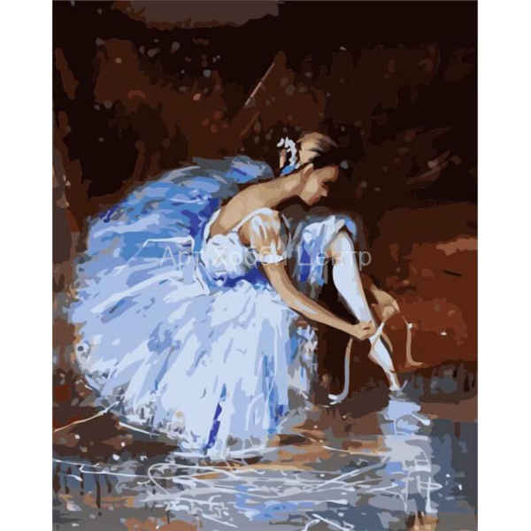 Живопись на холсте по номерам Балерина в голубом 40х50см Цветной мир