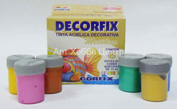 Набор красок металлик Corfix 6 цветов по 15мл