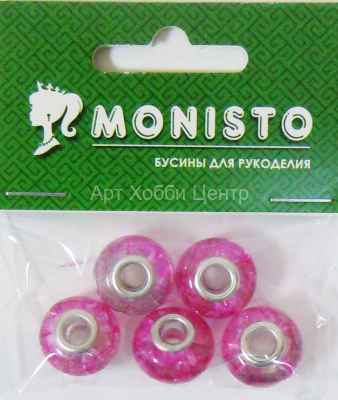 Бусины акриловые пандора Битое стекло розовые 16х10мм 5шт Monisto