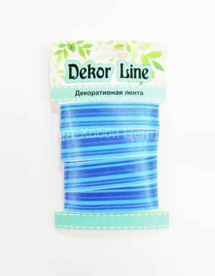 Лента атласная Горизонталь синяя 15мм 3м 100% полиэстр Dekor Line
