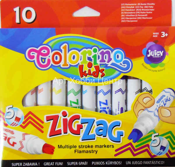 Набор фломастеров Zig Zag с двойным и тройным кончиком 10 шт Colorino Kids