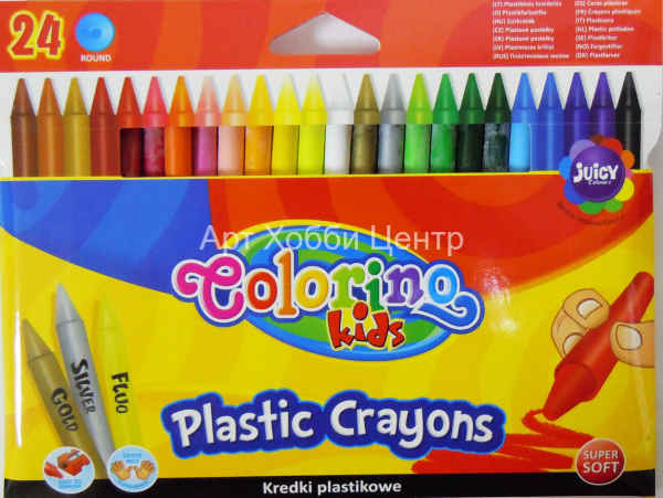 Набор мелков восковых 24 цвета Чистые ручки стираются ластиком Colorino Kids