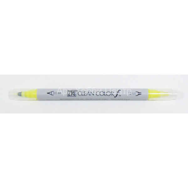 Маркер акварельный  ZIG Clean Color 0.5 и 1.2 мм желтый флуоресцентный