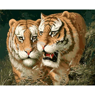 Живопись на холсте по номерам Любовь тигра 40х50см Цветной мир