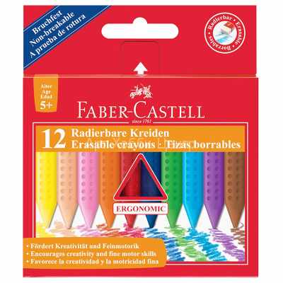 Набор мелков восковых стирающихся 12 цветов Faber-Castell