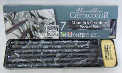 Набор карандашей чернографитных Monolith 6шт + ластик Cretacolor