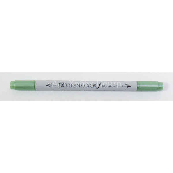 Маркер акварельный  ZIG Clean Color 1 и 1,2 мм зеленый металлик