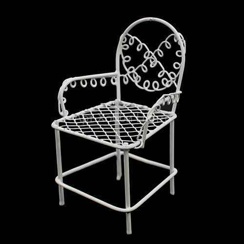 Кресло металлическое мини белое 6х9х5см