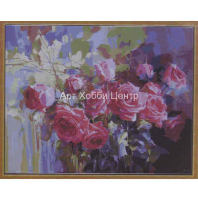Живопись на холсте по номерам Розовые розы 40х50см Menglei