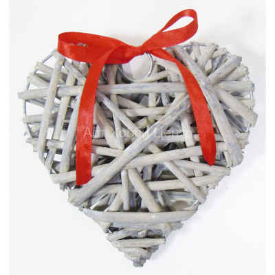 Декоративный элемент Сердце из ивовых прутьев 10см серый Glorex
