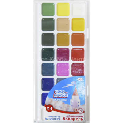 Набор красок акварель медовая полусухая Чудо-краски 24 цвета в пластике Гамма