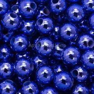 Бусины акриловые UV покрытие глянец синие d-10мм d-2,5мм 25г Monisto