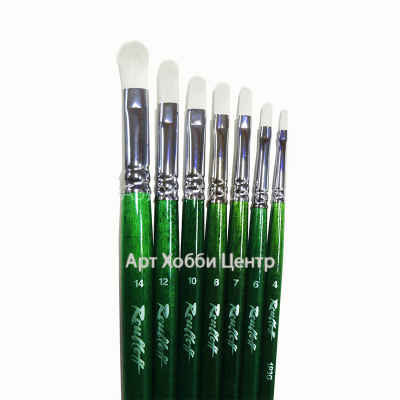 Кисть №4 Roubloff синтетика жемчужная плоскоовальная длинная ручка 1P3G