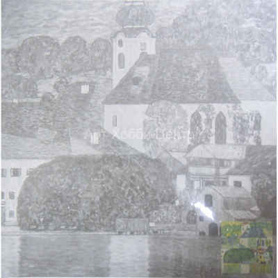 Холст на картоне с эскизом Церковь в Унтерах-ам-Аттерзее 33х33см 100% хлопок