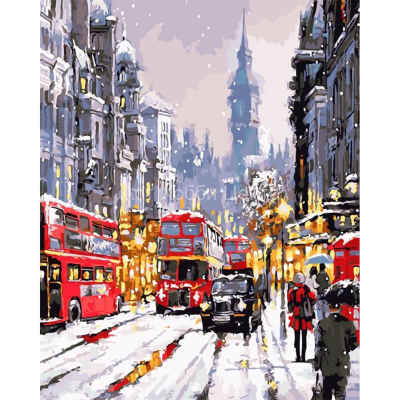 Живопись на холсте по номерам Зимний Лондон 40х50см Цветной мир