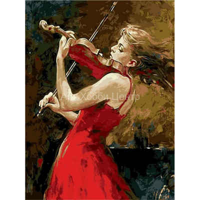 Живопись на холсте по номерам Девочка с скрипкой 40х50см Цветной мир
