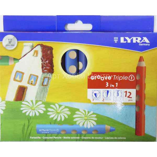 Набор карандашей цветных Groove Tripie One 12 цветов в картоне LYRA