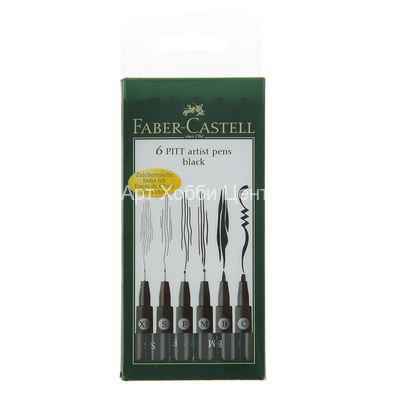 Набор ручек капиллярных черных Pitt Artist pen M,F,S,XS,C 6шт Faber-Castell