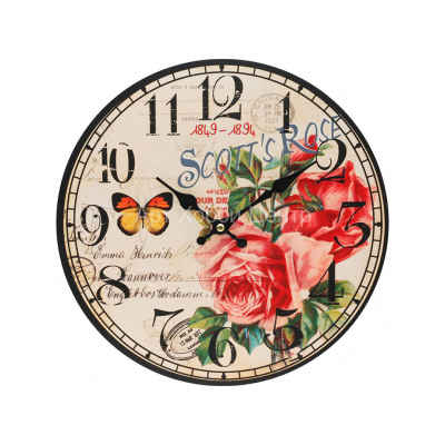 Часы настенные Розовый куст d-34см