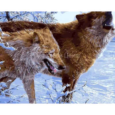 Живопись на холсте по номерам Зимние волки 40х50см Цветной мир