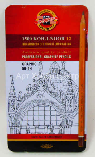 Набор карандашей графитовых 12шт Graphic 5B-5H в металл. коробке KOH-I-NOOR