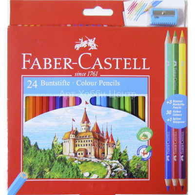 Набор карандашей цветных Замок 24 цвета + 3 двухцветных + точилка Faber-Castell