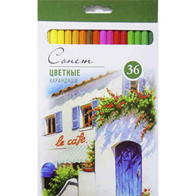 Набор карандашей цветных профессиональных 36 цветов Сонет