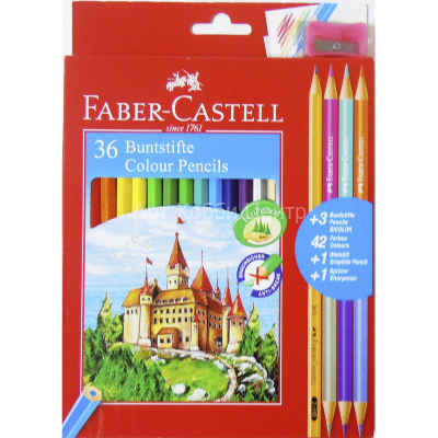 Набор карандашей цветных Замок 36 цветов + 3 двухцветных + точилка Faber-Castell