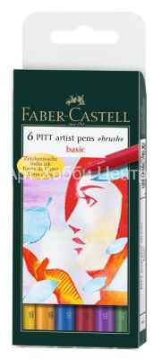 Набор маркеров-кисточек Pitt 6 цветов Faber-Castell 167103