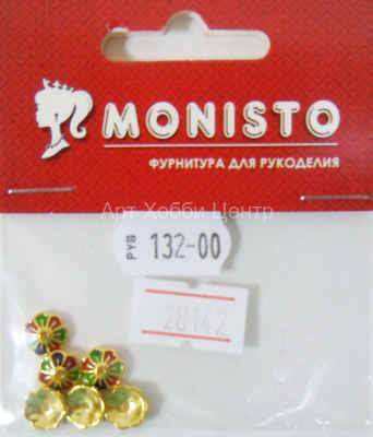 Шапочки для бусин цветок эмаль 6х2мм золото Monisto
