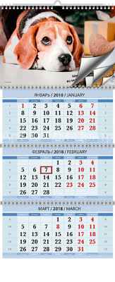 Календарь перекидной 30х35см на 2018год Год собаки