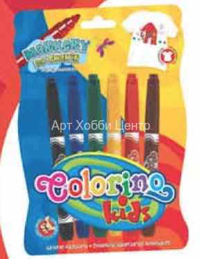 Набор маркеров по ткани 6 цветов Colorino Kids