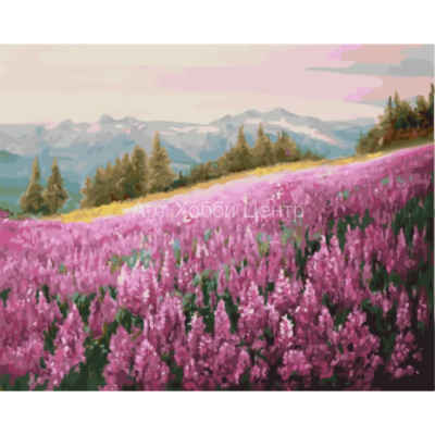 Живопись на холсте по номерам Розовое поле 40х50см Цветной мир