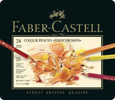 Набор карандашей цветных Polychromos 24 цвета в металл коробке Faber-Castell