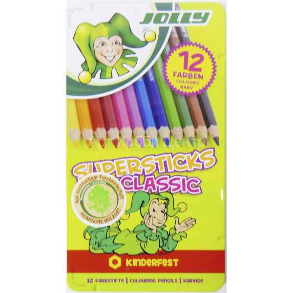 Набор карандашей цветных Supersticks classic Kinderfest 12 цветов JOLLY