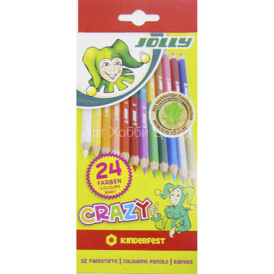 Набор карандашей цветных двухсторонних Kinderfest Crazy 24 цвета JOLLY