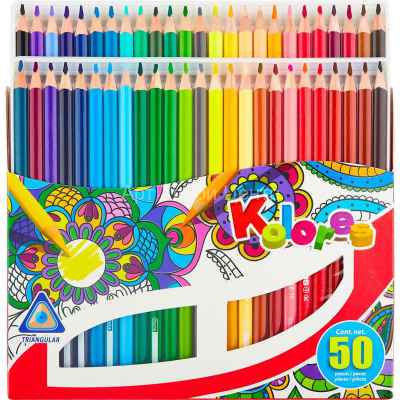 Набор карандашей цветных трехгранных 50 цветов Kores