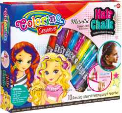 Набор мелков для волос 10 цветов +акссесуары Colorino Creative