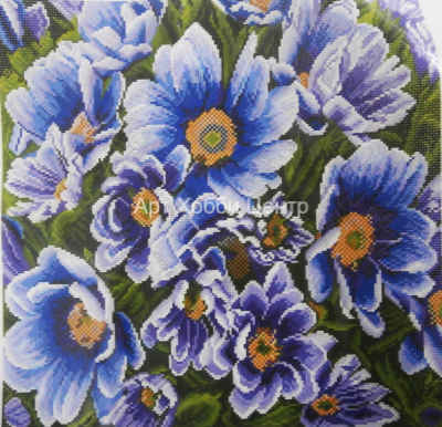 Основа для вышивания нитками Цветы в синих тионах 41х41см Матренин Посад