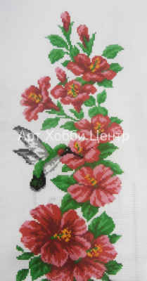 Основа для вышивания нитками Цветы с птичкой 24х47см Матренин Посад