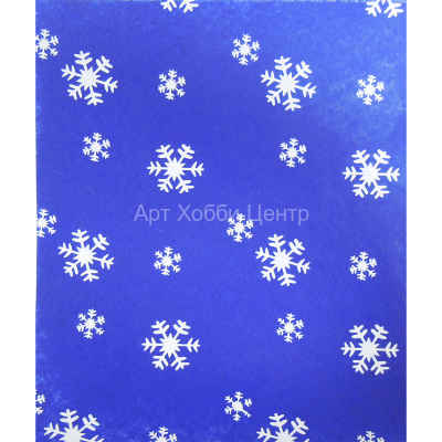 Фетр листовой мягкий 0,8мм 21х25см синий со снежинками
