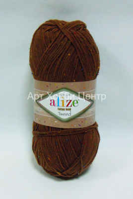 Пряжа Alize Cotton gold tweed 57% хлопок 40% акрил 3%пол.100г 330м коричневы