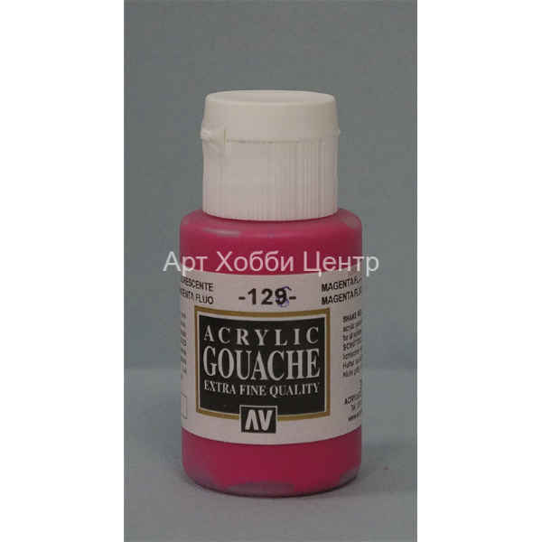 Краска гуашь темпера Acrylic Gouache Vallejo №129 розовый флу 35мл
