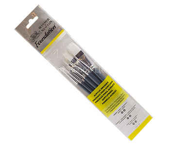 Набор кистей для акрила синтетика белая 6 шт короткая ручка Winsor&Newton